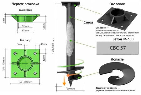 Винтовые сваи 57 мм в Луховицах